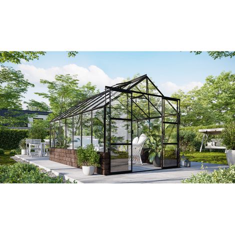 Vitavia Gewächshaus "Cassandra 11500", schwarz, 11,5 m², mit Sockelmauer in herbstlaub, 3 mm ESG (1/3)