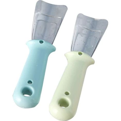 2 pcs Pelles à Glace pour Réfrigérateur,Pelle à Glace en Acier Inoxydable,pour Décongeler Les Réfrigérateurs et Les Congélateurs,Outil pour Réfrigérateur Nettoyage(Bleu et Vert) (1/5)