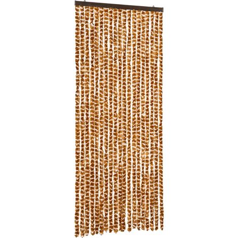 vidaXL Tenda Antimosche Ocra e Bianca 56x200 cm in Ciniglia