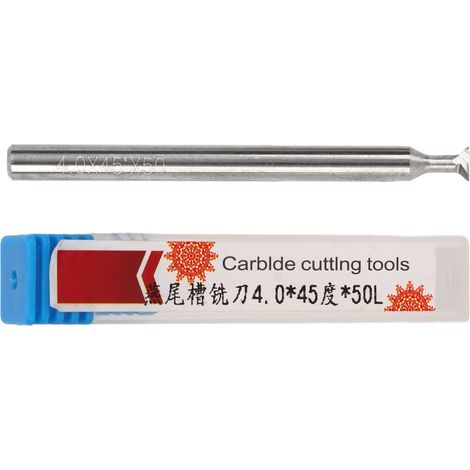 Fraises queue d'aronde carbure 4mm 2 dents - 50mm longueur - 45° pour usinage métal (1/5)