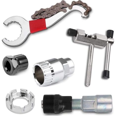 Set di 6 strumenti per la rimozione della cassetta della bicicletta – Acciaio di alta qualità – Per mountain bike e bici da strada – Kit di riparazione multifunzionale (1/3)