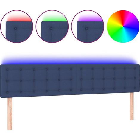 Testiera Testata del letto a LED Blu 200x5x78/88 cm in Tessuto (1/5)