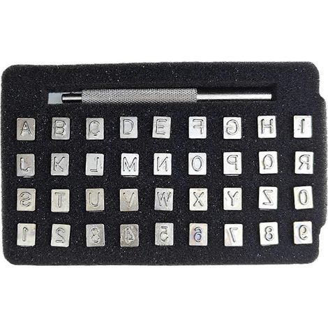 Stempelgravur-Bastelwerkzeug, alphanumerischer Stempel für Lederarbeiten, 3 mm