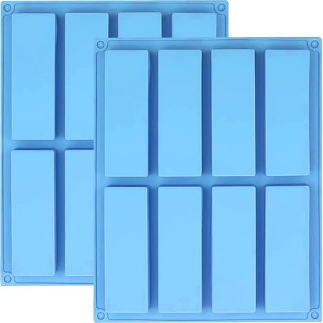 2-Piece Cereal Bar Molds, 8-Cavity Rectangular Silicone Mold for Soaps, Energy Bars, Granola, Chocolate, Cakes, Bread, Baked Goods, Pink, Blue (1/5)