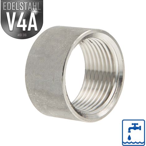 ES Muffe - Schweißmuffe halb Edelstahl V4A (AISI 316), IG 1/4 Zoll (1/3)