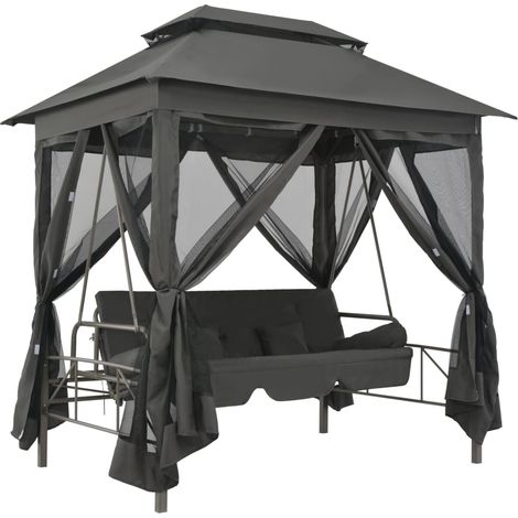 Balancelle convertible à auvent Anthracite 220x160x240 Acier (1/5)