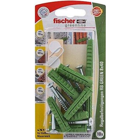 Fischer  10x  Sujeción  para  estantes  RB  GREEN  8x40  RB  -  524831  Descontinuado