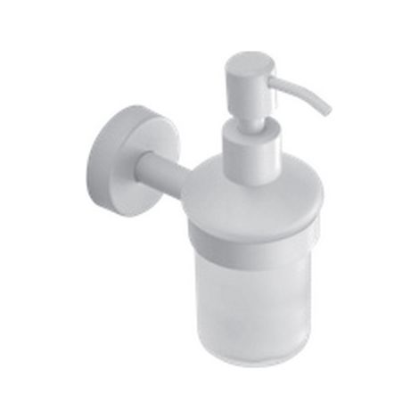 Dispenser bagno in vetro e acciaio inox bianco opaco installazione a muro MIRA-B kamalu