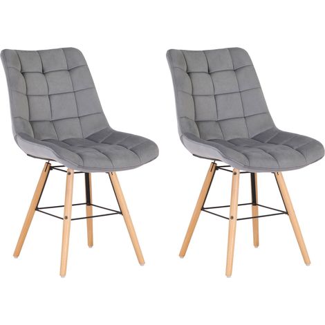 2er Set Esszimmerstühle Leni Samt grau