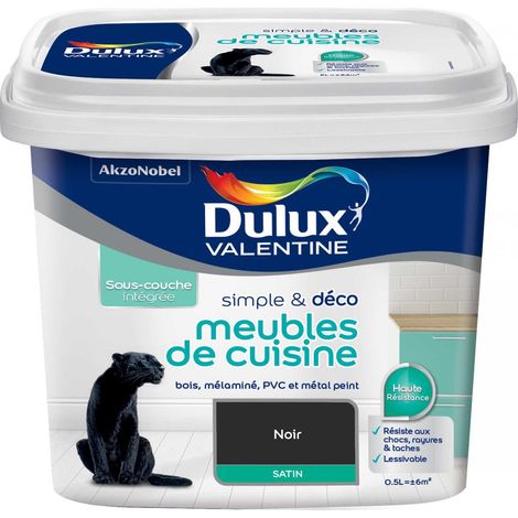 Peinture De Rénovation Simple & Deco Meubles De Cuisine Satin Noir 0,5 L - Dulux Valentine