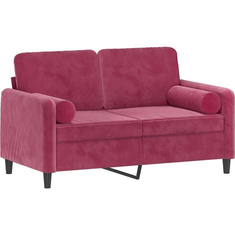 vidaXL Divano a 2 Posti con Cuscini Rosso Vino 120 cm in Velluto (1/4)