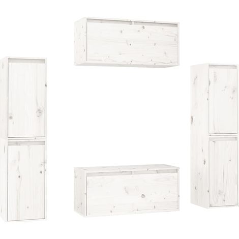 vidaXL Muebles para TV 6 piezas madera maciza de pino blanco (1/2)