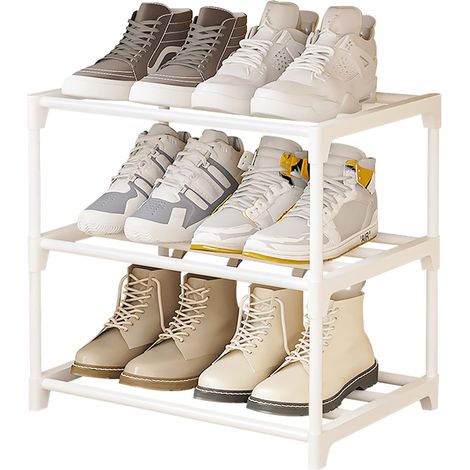 Étagère à Chaussures 3 Niveaux, Meuble Chaussure en Métal Porte Chaussures Empilable, Meuble de Rangement Chaussure pour 6 Paires, pour Couloir, Entrée, Chambre à Coucher (1/5)