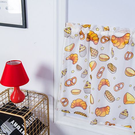 Rideau court imprimé à motif de pain pour chambre, cuisine et décoration de placards (1/5)