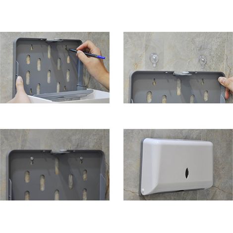 Support mural pour papier toilette avec boîte à papier punch-free - Absence d'adhésif, fenêtre transparente et design imperméable (1/5)