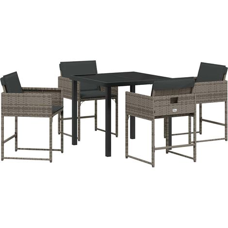 Garden Dining Set 5 pcs Grey Poly Rattan vidaXL (1/5)