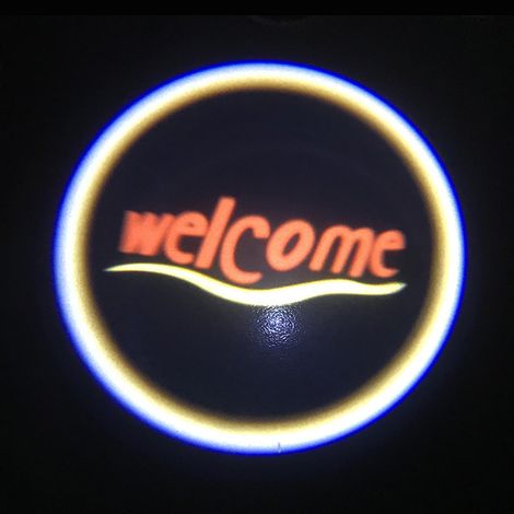 (Bienvenue) Projecteur laser LED universel pour portière de voiture avec logo de bienvenue, éclairage d'ambiance sans fil, accessoire de voiture, kit d'éclairage de courtoisie pour véhicule. (1/4)