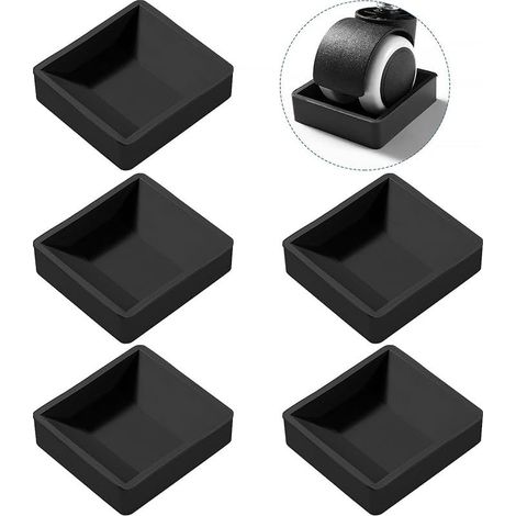 Lot de 5 patins antidérapants en caoutchouc - 5,9 x 6,4 cm - Sol et roues de meubles - Noir (1/5)