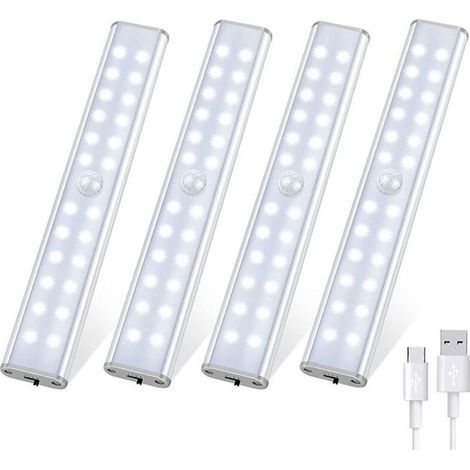 Luci LED wireless - Confezione da 4 - Con sensore di movimento - 24 LED per luce - 160 lumen - Fino a 8 ore di autonomia della batteria (1/4)