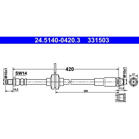 Flexible de frein ATE 24.5140-0420.3 FORD 1681131 AV61-2282-AC