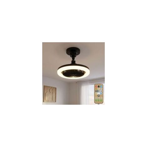 Ventilateur de plafond Lampe de plafond Salle à manger Métal LED Dimmer noir D 25,8 cm (1/4)