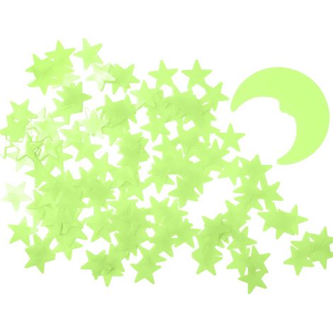 Stelle luminose, adesivi a forma di stella per soffitto, 200 fogli di stelle adesive 3D brillanti e decorazioni murali a forma di luna per la cameretta del bambino, cielo stellato.