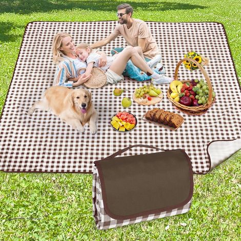 Manta de picnic impermeable de 200 x 200 cm, manta de viaje grande, antideslizante con asa de transporte, para picnics familiares, camping, playa, pérgola. (1/5)