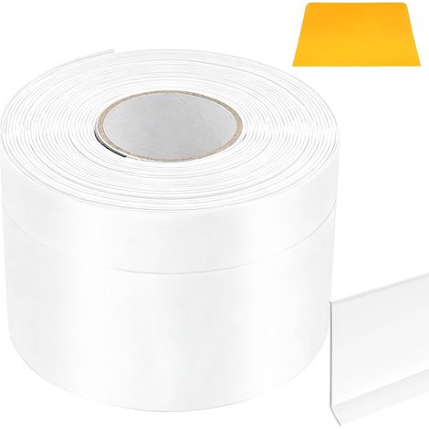 50 x 20 mm 15 m Self-Adhesive Flexible Skirting Board PVC Flat Profile Kitchen Skirting Board Flat Skirting Board Flexible Skirting Board for Kitchen and Bathroom White (1/5)