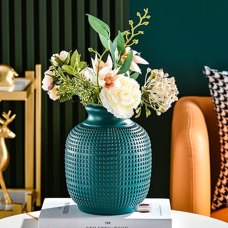 Vase En Plastique - 35 Cm Hauteur - Vert - Décoration Intérieure Salon Bureau Chambre - Centre De Table Mariage Décoration Fermière - 1 Pièce (1/5)