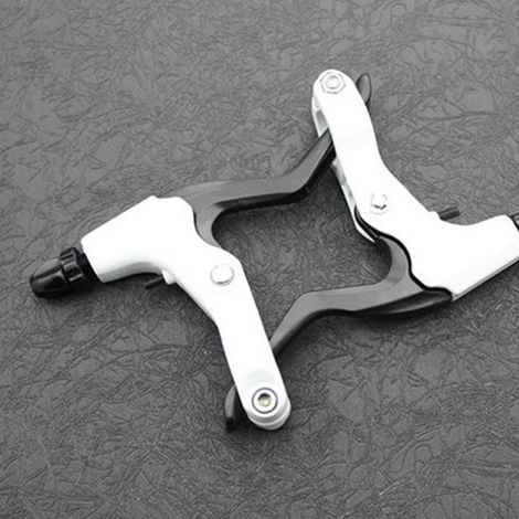 Une paire de leviers de frein pour vélo, en alliage d'aluminium, compatibles avec vélos de route, VTT et BMX - Blanc (1/5)
