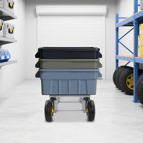 Heavy Duty 6-Wheel Dolly with Inflatable Tires, 1200 lbs Load Capacity Carbon Steel Furniture Mover with Anti-Slip Rubber Mat, 35.5×18 in Platform (Grey) (1/5)