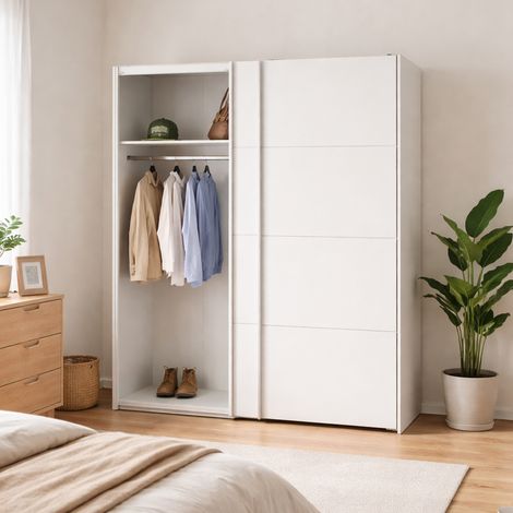 Dmora - Armario 2 puertas Cassano, Muebles de dormitorio, Vestidor, Armario de ropa, 182x64 h202 cm, Blanco (1/5)