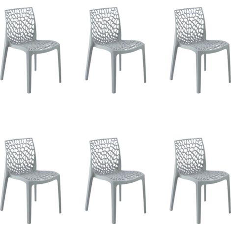 GLOUPIE Set 6 Sedie Tampa In Polipropilene Grigio Perla, Impilabile, L 51 x P 52,5 x H 81 Cm, 100% Made In Italy (1/5)