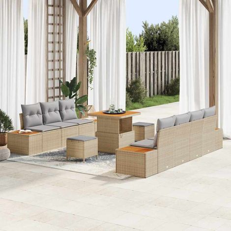 Gartensofa-set 10 pcs Beige Poly-Rattan