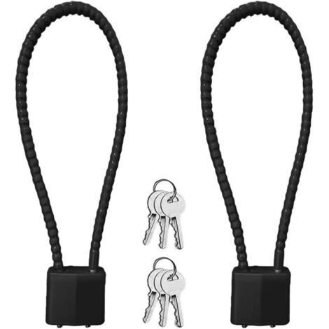 2er-Pack Kabelschloss mit Schlüssel, robustes Vorhängeschloss mit langem Bügel und 6 Schlüsseln, größerer Schließraum, für Koffer, Tor, Fahrrad, Garage, Fitnessstudio, Schließfach (1/5)