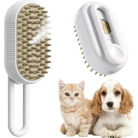 Brosse Chien Chat à Vapeur 3 En 1 Peigne De Massage En Spray Pour Chats Brosse chien poil long/court Brosse vapeur chat Idéal Pour Massage, Soin (A) (1/5)