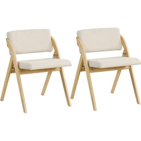 Ensemble de chaises de salle a manger pliantes pieds en hevea assises rembourrees