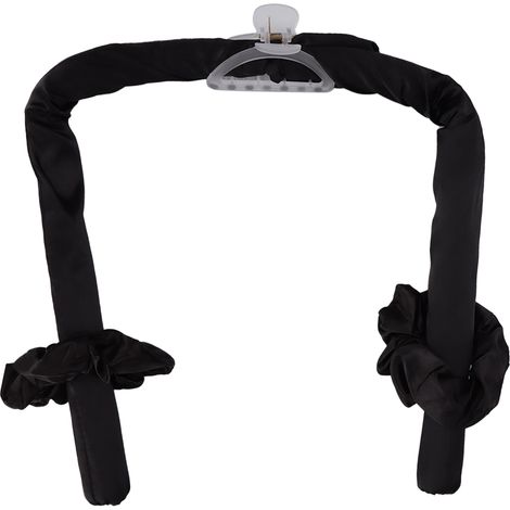Serre-tête boucles sans chaleur en mousse douce, tige à friser avec pince pour cheveux longs noirs, vagues naturelles. (1/5)