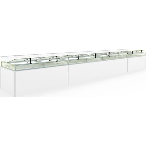 Frühbeetkasten 771x119 cm Frühbeetaufsatz Aufzucht Treibhaus, Aluminium mit Polycarbonat Doppelstegplatten, UV-beständig, inkl. Öffnungsklappen