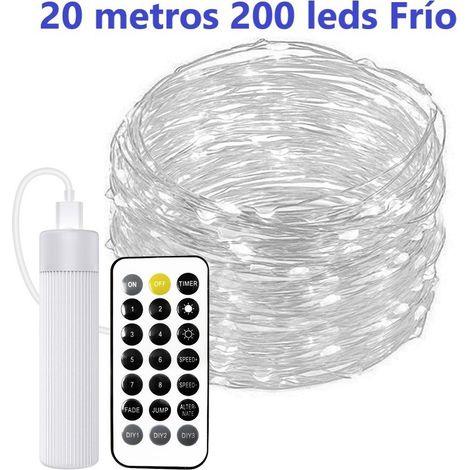 Jandei - Guirlande lumineuse rechargeable USB 20m 200leds FROID avec télécommande Batterie 1800MA Guirlandes LED (1/4)
