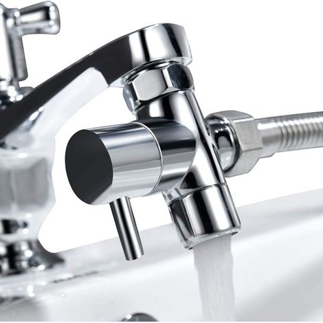 Kupferbeschichteter Duschschlauch aus Chrom, Wasserverteilerventil (22 innen, 24 außen), Strahlregler für den Wasserhahn, Umstellventil (ein Einlass, zwei Auslässe), Wasserspender (1/5)