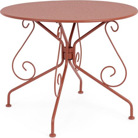 Table en acier à revêtement électrophorétique, finition mate, Ø90 rouge (1/2)
