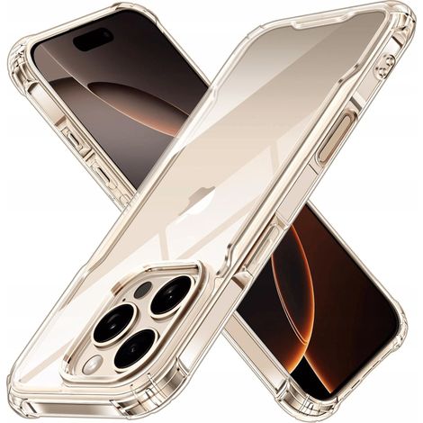 Funda para iPhone 16 Pro, antichoque, transparente, con parte trasera reforzada y cristal protector. (1/5)