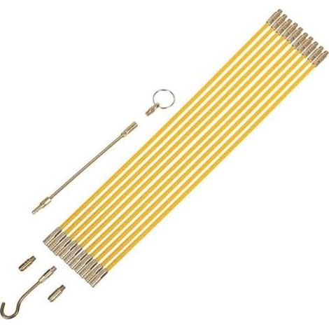 Kit de tirage câbles Perche électrique pour attraper,Tiges en Fibre Verre le Tirage - Goulotte Électrique, Passages Câbles, Bâtiment, Intérieur et Extérieur 45 cm (1/5)