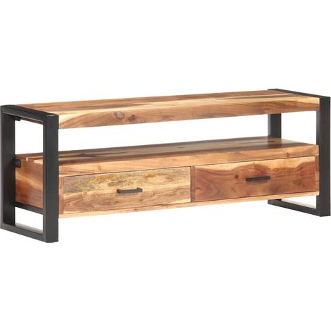 Meuble TV 120x35x45 cm Bois massif avec finition miel (1/5)
