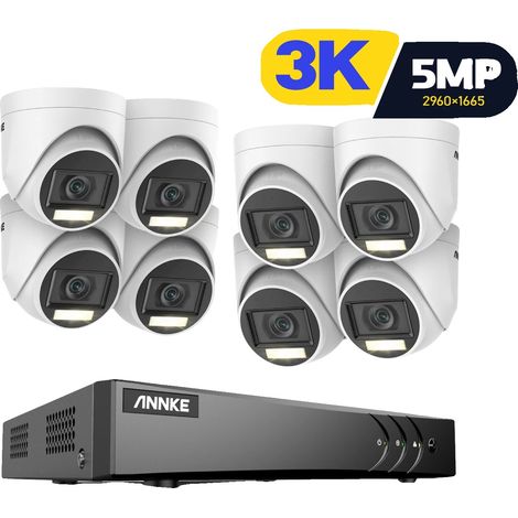 Sistema de cámaras de seguridad, resolución de 5MP, visión nocturna, DVR de 16 canales, 8 cámaras, ninguna (1/2)