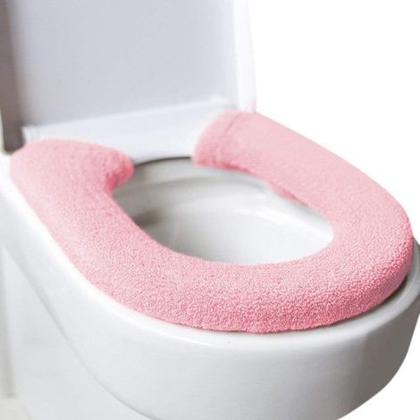 Housse de siège de toilette épaisse et antibactérienne de luxe pour siège de toilette - Chaude - Universelle - Rose (1/5)