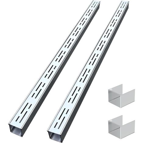 Caniveau Exterieur Kit, Grille Caniveau Exterieur Extra Plat en Acier Inoxydable avec Raccord, Canalisation de Drainage Linéaires Gouttière pour Balcon Terrasse Trottoir(2 Pack 100x5x3cm) (1/5)