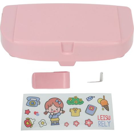 Étui multifonction pour lunettes de voiture, organiseur de lunettes de soleil avec clip, support pour visière, boîte de rangement rose (1/5)