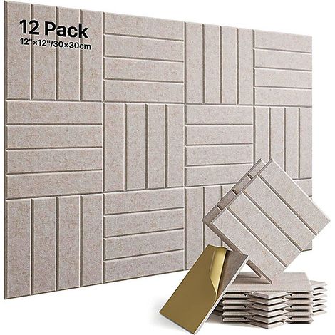 Panneaux Absorption Sonore Autocollants, 12x12" (30x30 cm), Mousse Isophonique pour Mur, Porte, Plafond (1/5)
